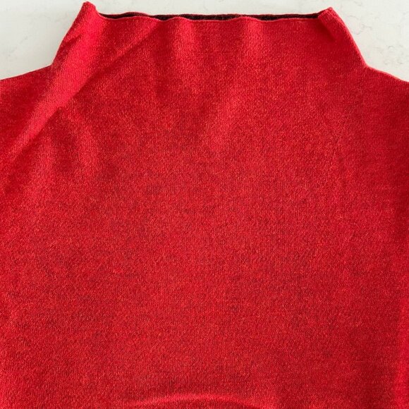 Eileen Fisher Funnel Neck LS Minimalist Merino Wool Blend Sweater Red Sz S - Picture 6 of 10
